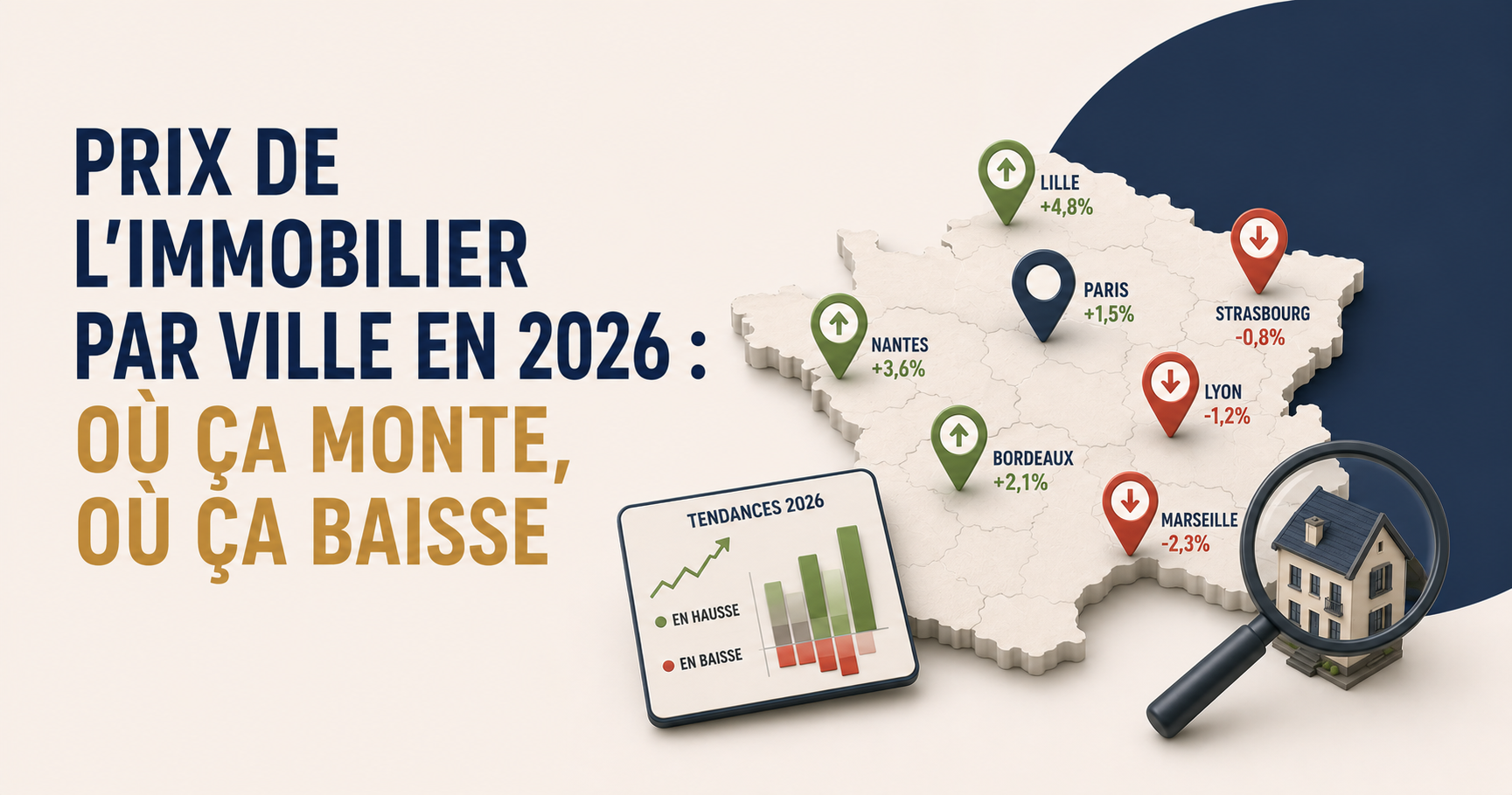 Prix de l'immobilier par ville en 2026 : où ça monte, où ça baisse ?